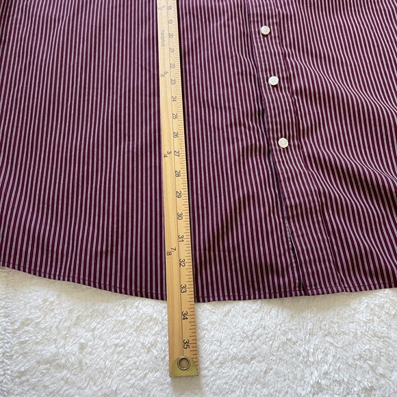 Oak Hill Men's Button Down Shirt Size 3XL Maroon & White Pinstripe Wrinkle Free - Picture 13 of 13